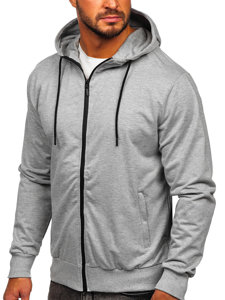 Sudadera abierta con capucha para hombre gris Bolf B025