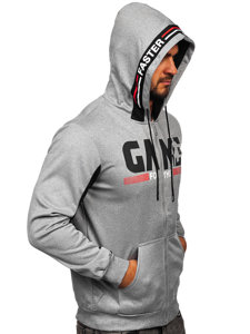 Sudadera abierta con capucha para hombre gris Bolf HY961