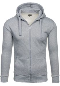 Sudadera abierta con capucha para hombre gris claro Bolf 2008