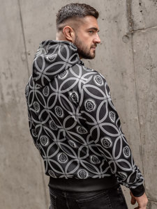 Sudadera abierta con capucha para hombre negro Bolf 27B8123A