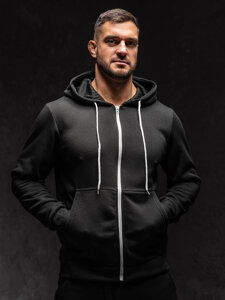 Sudadera abierta con capucha para hombre negro Bolf HW2787A1