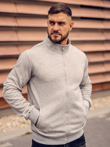 Sudadera abierta con cuello alto para hombre gris Bolf B2002A