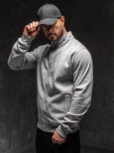 Sudadera abierta de cuello alto para hombre gris Bolf B002A1