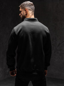 Sudadera abierta de cuello alto para hombre negro Bolf B002A1