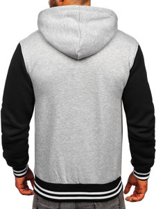 Sudadera abierta estampada para hombre con capucha color gris Bolf 07