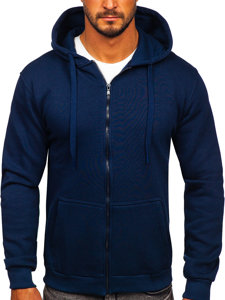 Sudadera abierta gruesa con capucha para hombre azul oscuro Bolf 2008