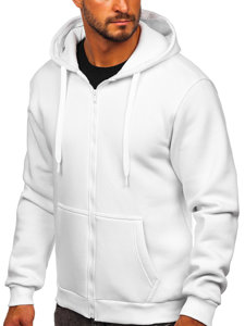 Sudadera abierta gruesa con capucha para hombre blanco Bolf 2008