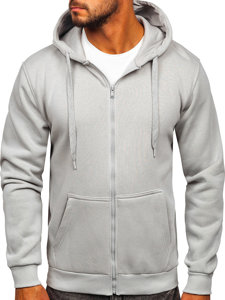 Sudadera abierta gruesa con capucha para hombre gris Bolf 2008