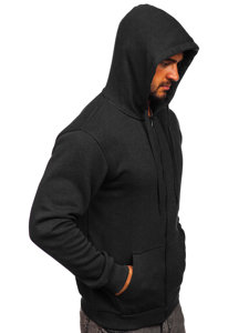 Sudadera abierta gruesa con capucha para hombre negro Bolf 2008