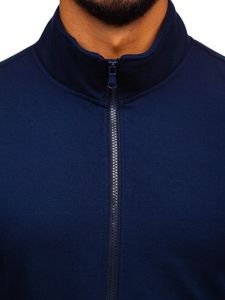 Sudadera abierta sin capucha para hombre azul oscuro Bolf B002