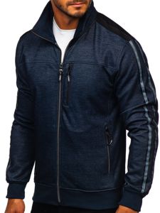 Sudadera abierta sin capucha para hombre azul oscuro Bolf TC987