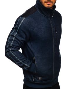 Sudadera abierta sin capucha para hombre azul oscuro Bolf TC987