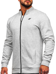 Sudadera abierta sin capucha para hombre gris claro 4F BLM351