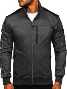 Sudadera abierta sin capucha para hombre negro Bolf TC987