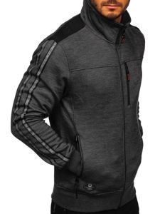 Sudadera abierta sin capucha para hombre negro Bolf TC987