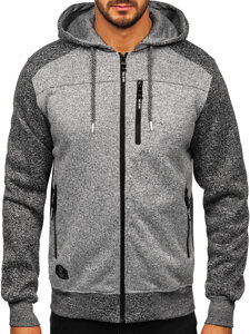 Sudadera-chaqueta con capucha para hombre gris Bolf TC1219