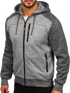 Sudadera-chaqueta con capucha para hombre gris Bolf TC1219