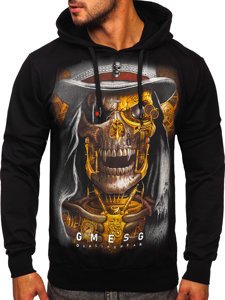 Sudadera con capucha con estampado para hombre negra Bolf 6167