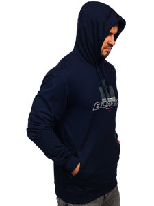 Sudadera con capucha con impresión para hombre azul oscuro Bolf 146347