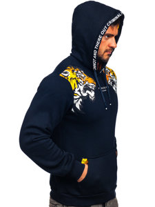 Sudadera con capucha con impresión para hombre azul oscuro Bolf 6287