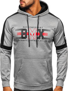 Sudadera con capucha con impresión para hombre gris  Bolf HY973