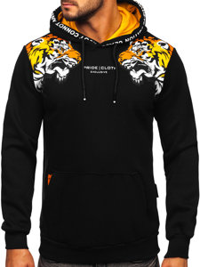 Sudadera con capucha con impresión para hombre negro Bolf 6287