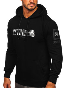 Sudadera con capucha con impresión para hombre negro Bolf 6436