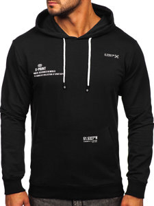 Sudadera con capucha con impresión para hombre negro Bolf 8754