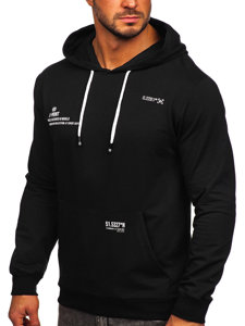 Sudadera con capucha con impresión para hombre negro Bolf 8754