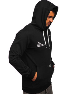 Sudadera con capucha con impresión para hombre negro Bolf 8754