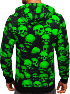 Sudadera con capucha con impresión para hombre negro y verde Bolf 141009