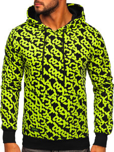 Sudadera con capucha con impresión para hombre negro y verde Bolf HW2320