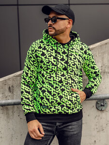 Sudadera con capucha con impresión para hombre negro y verde Bolf HW2320