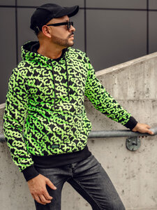 Sudadera con capucha con impresión para hombre negro y verde Bolf HW2320