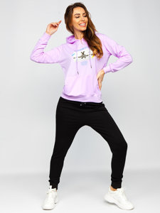 Sudadera con capucha con impresión para mujer violeta Bolf HL9268