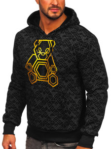 Sudadera con capucha con un elemento de circonias para hombre negro Bolf HM566