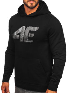 Sudadera con capucha e impresión para hombre negro 4F M233