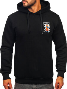 Sudadera con capucha e impresión para hombre negro Bolf 147049