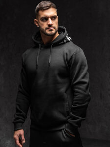 Sudadera con capucha e impresión para hombre negro Bolf 147050A