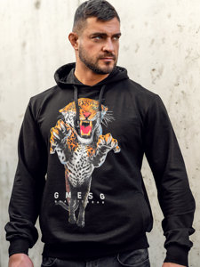 Sudadera con capucha e impresión para hombre negro Bolf 6139A