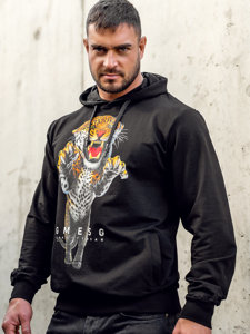 Sudadera con capucha e impresión para hombre negro Bolf 6139A