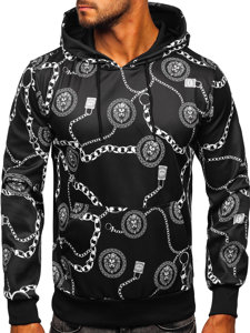 Sudadera con capucha e impresión para hombre negro Bolf HM336