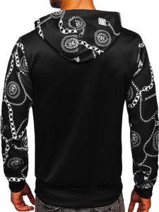 Sudadera con capucha e impresión para hombre negro Bolf HM336