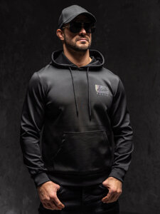 Sudadera con capucha e impresión para hombre negro Bolf HY971A1