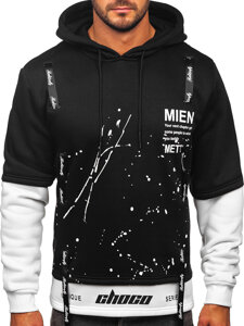 Sudadera con capucha e impresión para hombre negro Bolf LJ0586A