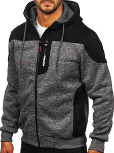 Sudadera con capucha forrada para hombre antracita Bolf TC1310