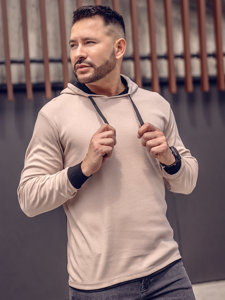 Sudadera con capucha para hombre beige y negro Bolf 145380