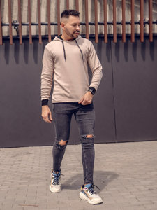 Sudadera con capucha para hombre beige y negro Bolf 145380