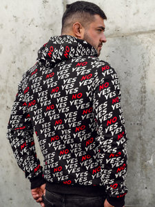 Sudadera con capucha para hombre negra con estampado Bolf 141013A2