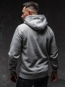 Sudadera con capucha tipo canguro con impresión para hombre gris Bolf 14602A1